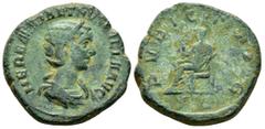 Roman Coins HERENNIA ETRUSCILLA.(249-251).Rome.Dupondius. Obv : HERENNIA ETRVSCILLA AVG. Draped bust right, wearing stephane. Rev : PVDICITIA AVG / S C. Pudicitia seated left on throne, lifting veil a