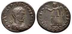 Roman Coins CRISPUS.(316-326).Thessalonica.Follis. Obv : DN FL IVL CRISPVS NOB CAES. Laureate, draped and cuirassed bust right. Rev : VICTORIA CAESS NN / TSC. Victory standing left, holding palm branc