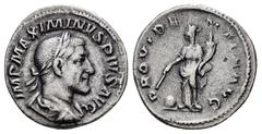 Roman Imperial Coins MAXIMINUS THRAX.(235-238).Rome.Denarius. Obv : IMP MAXIMINVS PIVS AVG. Laureate, draped and cuirassed bust right. Rev : PROVIDENTIA AVG. Providentia standing left, holding wand ov