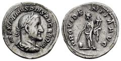 Roman Imperial Coins MAXIMINUS THRAX.(235-238).Rome.Denarius. Obv : IMP MAXIMINVS PIVS AVG. Laureate, draped and cuirassed bust right. Rev : PROVIDENTIA AVG. Providentia standing left, holding wand ov