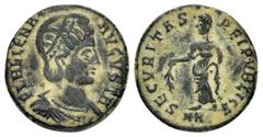 Roman Imperial Coins HELENA.(324-330).Nicomedia.Follis. Obv : FL HELENA AVGVSTA. Diademed and mantled bust right. Rev : SECVRITAS REI PVBLICE NK. Securitas standing left, holding branch. Condition : N