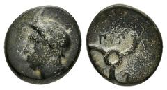 Greek Coins DYNASTS of LYCIA.Perikles.(Circa 380-360 BC).Ae. Obv : Horned head of Pan left. Rev : Triskeles. SNG Aulock 4257-4258. Condition :Good very fine. Weight : 2.0 gr Diameter : 12 mm