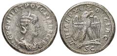 Roman Provincial Coins SYRIA.Seleucis and Pieria. Antioch. Herennia Etruscilla.(249-251).Tetradrachm. Obv : ƐΡƐΝΝΙΑ ΤΡΟΥϹΚΙΛΛΑ ϹƐΒ. Diademed and draped bust of Etruscilla, right, on crescent; five pel