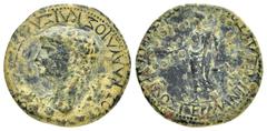 Roman Provincial Coins LYCIA.Lycian League.Claudius.(41-54).Ae. Obv : TIBEPIOΣ KΛΑΥΔΙΟΣ KAIΣAP ΣEBAΣTOΣ. Bare head left. Rev : ΠATHP ΠATPIΔOΣ ΓEPMANIKOΣ AYTOKPATΩP. Eleutheria standing slightly right,