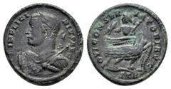Roman Imperial Coins LICINIUS I.(308-324).Treveri.Ae. Obv : IMP LICINIVS AVG. Bust of Licinius, laureate, cuirassed, right, holding thunderbolt in right hand and sceptre over left shoulder. Rev : IOVI