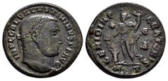 Roman Imperial Coins MAXIMINUS DAIA.(310-313).Antioch.Follis. Obv : IMP C GAL VAL MAXIMIANVS P F AVG. Laureate head right. Rev : GENIO EXERCITVS E ANT. Genius standing facing, head left, holding pater