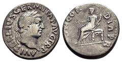 Roman Imperial Coins VITELLIUS.(69).Rome.Denarius. Obv : A VITELLIVS GERMANICVS IMP. Bare head right. Rev : CONCORDIA PR. Concordia seated left on throne, holding patera and cornucopia. RIC II 66. Con