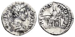 Roman Imperial Coins COMMODUS.(177-192).Rome.Denarius. Obv : L AVREL COMMODVS AVG. Laureate and cuirassed bust right. Rev : TR P V IMP III COS II P P. Fortuna seated left with rudder and cornucopia. R