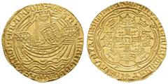 Münzen: Europa und Übersee, Proben Europa und Übersee Grossbritannien Noble 1413-1422, Heinrich V, 1413-1422, London Avers: Stehender und gerüsteter König mit Wappenschild und Schwert auf Schiff, nebe
