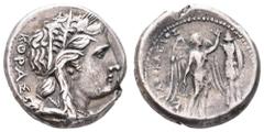 Fritz Taeger Collection Antike Griechen Sizilien Syrakus, Tetradrachme (16,89g), Agathokles, 305-295 v. Chr. Av: Kopf der Kore nach rechts, dahinter Schrift. Rev: Nike mit Hammer und Nagel vor Tropaio