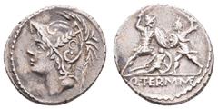 Fritz Taeger Collection Antike Römer Münzen Römische Republik Q. Minutius Thermus M. f., Denar (3,86g), 103 v. Chr., Rom. Av: Behelmter Marskopf nach rechts. Rev: Zwei Soldaten im Kampf, dazwischen ei