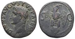 Fritz Taeger Collection Antike Römer Münzen Römische Kaiserzeit Augustus, 27 v. Chr.-14 n. Chr., As (10,90g), geprägt unter Tiberius (34-37). Av: Kopf nach links, darum Umschrift. Rev: Adler mit ausge