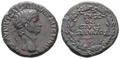Fritz Taeger Collection Antike Römer Münzen Römische Kaiserzeit Claudius, 41-54, Sesterz (26,59g), Rom. Av: Büste nach rechts, darum Umschrift. Rev: Eichenlaubkranz, darin "EXSC / OB / CIVES / SERVATO