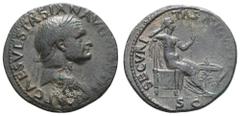 Fritz Taeger Collection Antike Römer Münzen Römische Kaiserzeit Vespasianus, 69-79, As (10,46g), Lugdunum. Av: Büste nach rechts, darum Umschrift. Rev: Sitzende Securitas mit Zepter nach rechts, darum