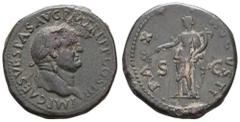 Fritz Taeger Collection Antike Römer Münzen Römische Kaiserzeit Vespasianus, 69-79, Sesterz (24,95g), Rom. Av: Büste nach rechts, darum Umschrift. Rev: Stehende Pax mit Füllhorn und Olivenzweig nach l
