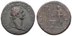 Fritz Taeger Collection Antike Römer Münzen Römische Kaiserzeit Domitianus, 81-96, Sesterz (25,91g), Rom. Av: Büste nach rechts, darum "IMP CAES DOMITIAN AVG GERM COSXI". Rev: Stehender Domitianus nac