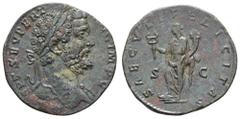 Fritz Taeger Collection Antike Römer Münzen Römische Kaiserzeit Septimius Severus, 193-211, Sesterz (22,26g), Rom. Av: Büste nach rechts, darum Umschrift. Rev: Stehende Felicitas mit Füllhorn und Cadu