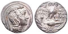 Antiquity Antike Griechen Attika Athen, Tetradrachme (16,52g), ca.125-124 v. Chr. Av: Athenakopf mit attischem Helm nach rechts. Rev: Eule auf Amphore nach rechts. Thompson 471a, ss.