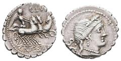 Antiquity Antike Römer Münzen Römische Republik C. Naevius Balbus, Serratus (3,87g), 79 v. Chr., Rom. Av: Venuskopf nach rechts, dahinter "SC", davor Kontrollzeichen "A". Rev: Victoria in Triga nach r