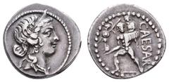 Antiquity Antike Römer Münzen Römische Republik C. Iulius Caesar, Denar (3,64g), 47/46 v. Chr., Heeresmünzstätte in Afrika. Av: Venuskopf nach rechts. Rev: Aeneas mit Palladium und seinem Vater Anchis