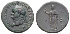 Antiquity Antike Römer Münzen Römische Kaiserzeit Vespasianus, 69-79, As (11,61g), Rom. Av: Büste nach links, darum "IMP CAESAR VESPASIAN COS VIII". Rev: stehende Spes mit Blume zwischen "SC" nach lin