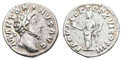 Antiquity Antike Römer Münzen Römische Kaiserzeit Marcus Aurelius, Denar (3,37g), Rom. Av: Kopf nach rechts, darum Umschrift. Rev: Stehende Providentia mit Globus und Füllhorn nach links, darum "PROV 
