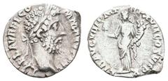 Antiquity Antike Römer Münzen Römische Kaiserzeit Commodus, 180-192, Denar (3,86g), Rom. Av: Kopf nach rechts, darum Umschrift. Rev: Stehende Libertas mit Füllhorn und Abacus nach links, darum "LIB AV