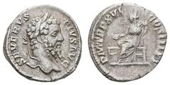 Antiquity Antike Römer Münzen Römische Kaiserzeit Septimius Severus, 193-211, Denar (3,49g), Rom. Av: Kopf nach rechts, darum Umschrift. Rev: Salus mit Zepter und Patera über altar nach links, darum "