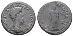 Antiquity Antike Römer Münzen der Römischen Provinzen Lydien, Apollonis, Æ (16,56g), Marcus Aurelius, 161-180. Av: Büste nach rechts, darum Umschrift. Rev: Stehender Asklepios mit Schlangenstab von vo