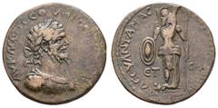Antiquity Antike Römer Münzen der Römischen Provinzen Pontus, Amaseia, Æ (20,19g), Septimius Severus, 180-192. Av: Büste nach rechts, darum Umschrift. Rev: Stehende Athena mit Schild und Speer von vor