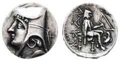 Ancient Coins Antike Griechen Parther Arsaces II., Drachme (4,23g), 211-191 v. Chr., Hekatompylos. Av: Büste nach links. Rev: Sitzender Arsakes mit Bogen nach rechts, davor Adler. Sellwood 6.1, ss.