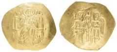 Ancient Coins Antike Byzanz Isaac II. Angelus, 1185-1195, Hyperpyron (4,30g), Konstantinopel. Av: Thronende Maria von vorn. Rev: Stehender Kaiser neben Erzengel Michael von vorn. Sear 2001, vz-st. Mit