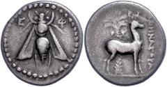 Ancient Coins Ionien Ephesos, Drachme (3,96g), 202-133 v. Chr. Av: Biene. Rev: Stehender Hirsch nach rechts, dahinter Palme, rechts Name des Magistraten. Vgl. SNG ANS 1846-1851, ss. Ionia Ephesus, dra