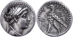 Ancient Coins Seleukidien Tetradrachme (13,93g), 145/4 v. Chr., Demetrios II. Nikator, Sidon. Av: Büste nach rechts. Rev: Adler nach links, dahinter Palmzweig. SC 1954.2b, ss. Erworben vor 1990 bei de
