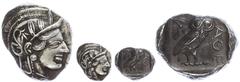 Ancient Coins Attika Athen, Tetradrachme (17,22g), ca. 403-365 v. Chr., Av: Athenekopf mit attischem Helm nach rechts, Rev: Eule nach rechts, dahinter Ölzweig und Mondsichel, davor "AOE". Svoronos Pl.