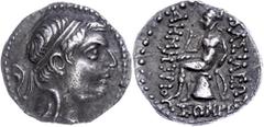 Ancient Coins Seleukidien Drachme (4,00g), 162-150 v. Chr., Demetrios I. Soter., Ekbatana. Av: Kopf nach rechts. Rev: Sitzender Apollon auf Omphalos nach links. SC 1735, vz. Seleucid (Empire or Kingdo