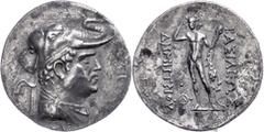 Ancient Coins Baktrien Tetradrachme (16,10g), 200-185 v. Chr., Demetrios I. Aniketos. Av: Büste mit Elefantenskalp nach rechts. Rev: Stehender Herakles mit Keule und Löwenfell von vorn. Etwas korrodie