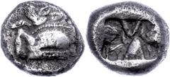 Ancient Coins Lykien Unbestimmter Dynast, Stater (9,47g), ca. 520-480 v. Chr. Av: Eberprotome nach links. Rev: Incusum. SNG von Aulock 4044/4045 var., ss. Mit Unterlegzettel des Sammlers. Lycia Indete