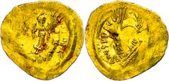 Ancient Coins Münzen Byzanz Justinianus I. 527-565, Tremissis (1,49g), Konstantinopel, Av: Büste nach rechts, darum Umschrift. Rev: Viktoria nach links laufend mit Kranz in der Rechten und Kreuzglobus