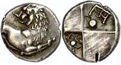 Ancient Coins Thrakien Chersonnesos, Triobol (2,39g), ca. 350-300 v. Chr. Av: Löwenprotome nach rechts. Rev: Incusum mit einer Kugel und einem Monogramm. SNG Cop. 831 var., f. vz. Aus einer rheinische