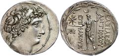 Ancient Coins Seleukidien Tetradrachme (16,60g), Antiochos VIII., 121-113 v. Chr., Ake-Ptolemais. Av: Kopf nach rechts. Rev: Stehender Zeus Uranios nach links. SC 2336.2a, vz-st. Aus einer rheinischen