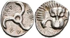 Ancient Coins Lykien Perikle, 1/3 Stater (2,83g), 380-360 v. Chr., unbestimmte Münzstätte. Av: Löwenmaske von vorn. Rev: Triskeles, darum Umschrift und Beizeichen. SNG von Aulock 4254, Müseler VIII, 4