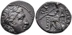 Ancient Coins Seleukidien Æ (4,46g), ca. 281-261 v. Chr., Antiochos I. Soter. Av: Kopf nach rechts. Rev: Sitzender Apollo auf Omphalos nach links. SNG Cop. 60var., ss-vz. Aus einer rheinischen Privats