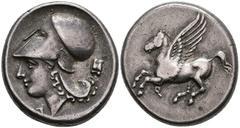 Ancient Coins Korinth Stater (8,62g), ca. 375-300 v. Chr. Av: Pegasos nach links. Rev: Athenakopf mit korinthischem Helm nach links. Calciati 400, ss. Corinth Stater (8, 62 g), approximate 375-300 BC 
