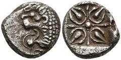 Ancient Coins Ionien Milet, Diobol (1,01g), 6. Jh. v. Chr. Av: Löwenprotome nach links. Rev: Incuses Blütenornament. Vgl. SNG von Aulock 2081, ss. Aus einer rheinischen Privatsammlung. Erworben in den