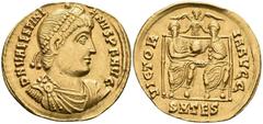 Ancient Coins Münzen Römische Kaiserzeit Valentinianus I., 364-367, Solidus (4,44g), Thessalonika. Av: Büste nach rechts, darum Umschrift. Rev: Valentinianus und Valens thronen mit Globus nebeneinande