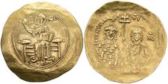 Ancient Coins Münzen Byzanz Johannes II. Comnenus, 1118-1143, Hyperpyron (4,34g), Konstantinopel. Av: Thronender Christus von vorn. Rev: Die Hüftbilder Marias und des Kaisers mit Patriarchenkreuz von 