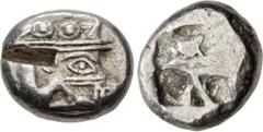 Greek LYCIA, Phaselis. Circa 530-500 BC. AR Stater (20mm, 10.86 g). Prow of galley right, terminating in a boar's forepart / Incuse square divided by two bands, with Λ-shaped feature in one section. H