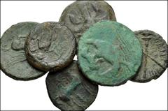 GREEK. Miscellaneous. Lot of Six (6) Mixed Æ. Includes: various denominations. Akragas. Crab, three pellets beneath / Eagle carrying hare // Himera. Horseman left, three pellets below / Nike advancing