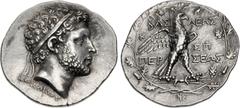 Greek KINGS of MACEDON. Perseus. 179-168 BC. AR Tetradrachm (32.5mm, 16.51 g, 7h). Attic standard. Amphipolis mint; obverse die signed by Zoilos. Struck circa 174-170 BC. Diademed head right; ZΩIΛOΥ b